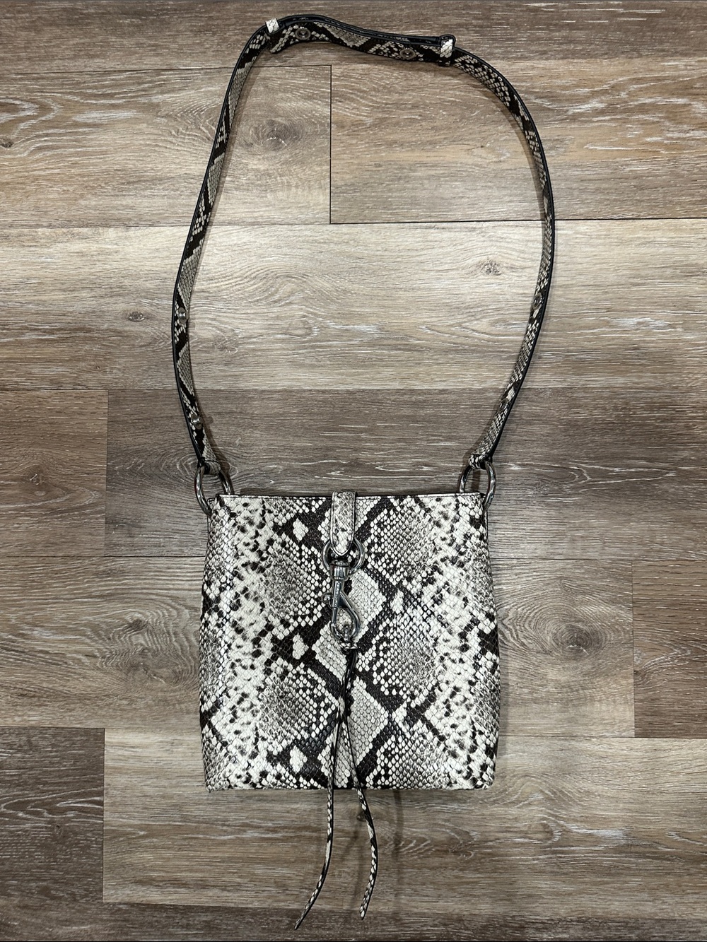 NWOT Rebecca Minkoff Snake-Print Crossbody in Black and White